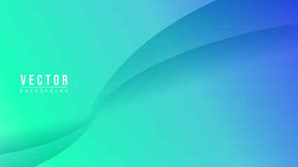 Abstract Colorful gradation with geometric shape background, Fluttering curves overlap on a pastel green and blue background , Modern background design for presentation, illustration Vector EPS 10