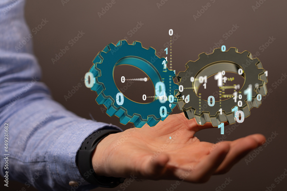 Poster gear technology setting concept background