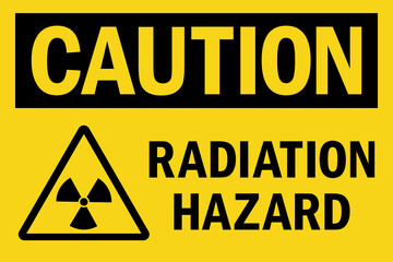 Obraz premium Radiation hazard caution sign. Black on yellow background. Safety signs and symbols.