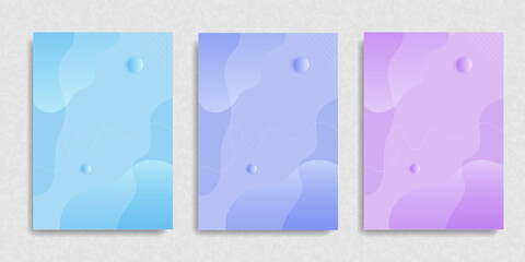 Set of abstract premium light blue, purple and violet wavy background with gradient color. Vector illustration