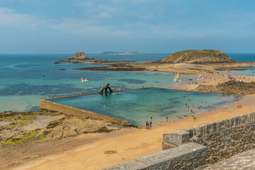 Natural pool at the Plage de Bon-Secours Saint-Malo in French Brittany in the Ille and Vilaine department, France