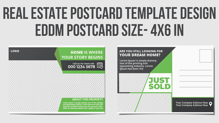 Real Estate Postcard Design, Real Estate Postcard Vector Template , Modern & Elegant Postcard Template For Home Sale.