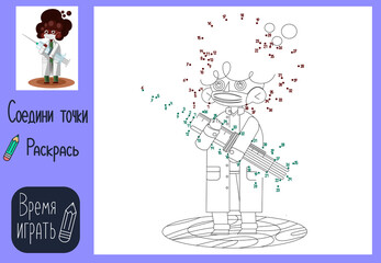 child Game. connect the dots. color. doctor.