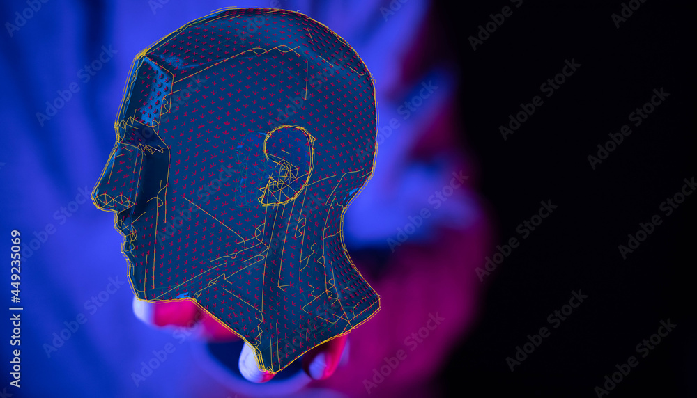 Poster Artificial intelligence. Technology web background. Virtual concept