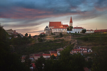 Fototapeta premium View of the Gothic Church of St. Nicholas in Znojmo, Czech Republic. The church was built in 1348 by Emperor Charles IV.