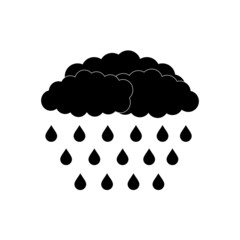 The icon of clouds and rain is black on a white background.