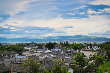 Dali, China, 09-02-2013.  
 Wide shot of the town Dali, in the Yunnan Province, China