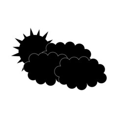 The sun and clouds icon is black on a white background.