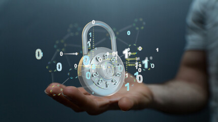 Security Shield concept, data protection. Shield with dots and lines connectio