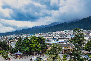 Dali, China, 09-02-2013.  
 Wide shot of the town Dali, in the Yunnan Province, China