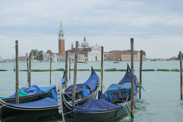 Fototapeta na wymiar Boats in the sea in Venice