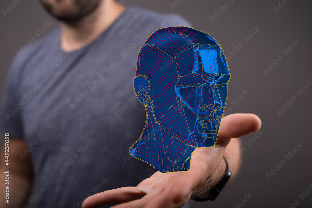 Poster human head and brain.deep learning , machine learning and artificial intelligence , ai technology,