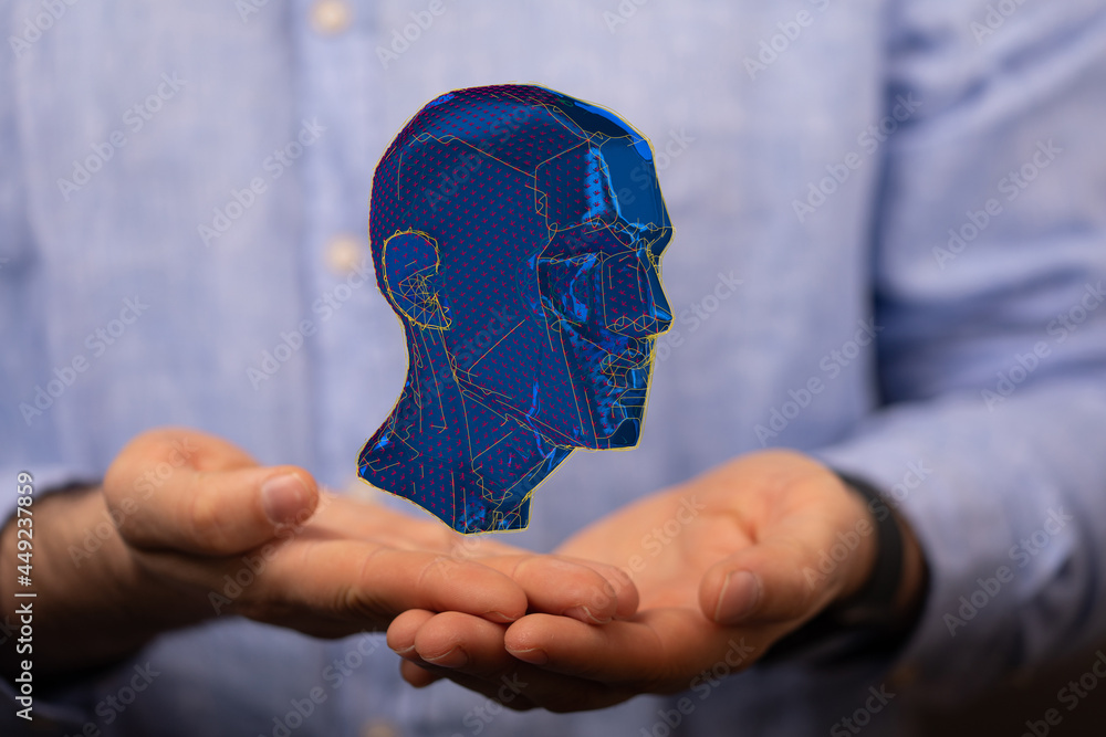 Poster human head and brain.deep learning , machine learning and artificial intelligence , ai technology,