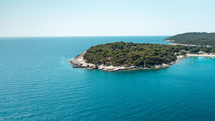 Fototapeta na wymiar Island in the shape of heart in Adriatic Sea in Croatia 