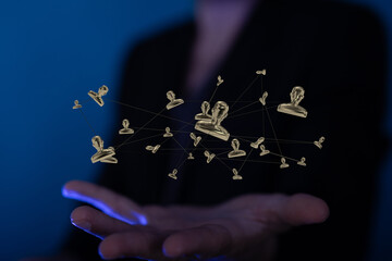 Abstract network of physical devices on the Internet using a network connection with statistics...