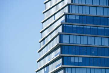 Landscape of modern glass office building abstract background. Exterior office glass building...