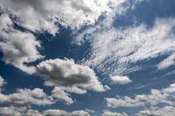 Fototapeta na wymiar Summer Blue Sky and white cloud white background. Beautiful clear cloudy in sunlight calm season. 