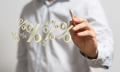 Sales icons floating in the air 3D rendering.