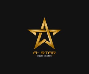 star logo, with letter a style, gold gradient color, elegant and modern