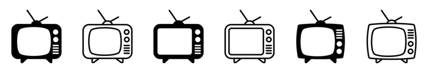 Retro TV icon set, television isolated on white background, vector illustration