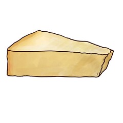 drawing parmesan cheese isolated at white background, hand drawn illustration