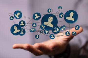 Business people silhouettes network team