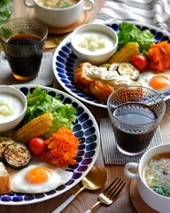 彩りがいい朝のワンプレート朝食