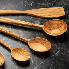 handmade wooden spoons in the kitchen