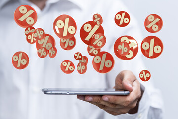 Sales icons floating in the air 3D rendering