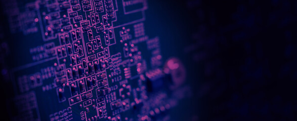 Obraz premium Semiconductor. cpu chip located on the green motherboard of the computer. Semi conductor motherboard circuit board. Hightech computer board with manufacture chip pcb technology. Smart phone iot chip.