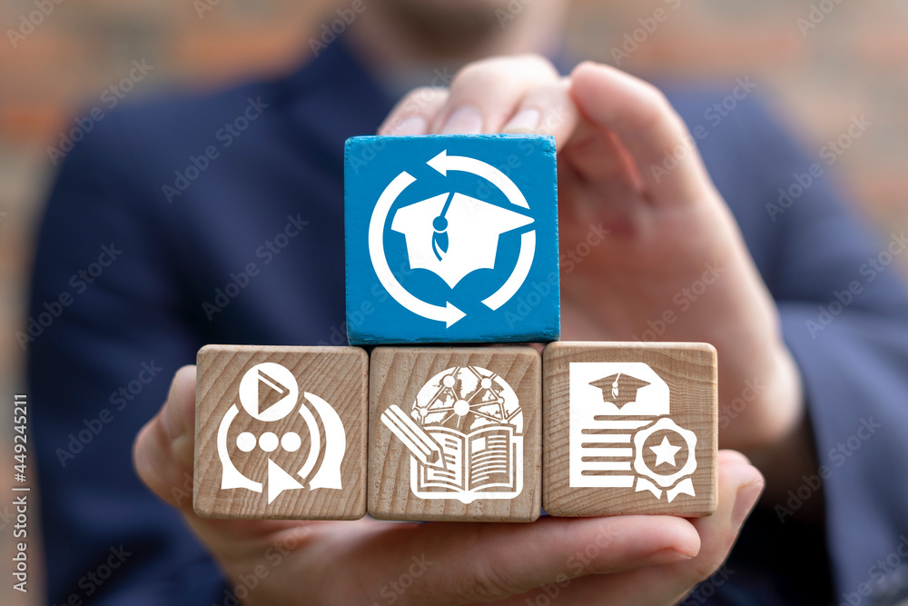 Poster concept of modern education technology. e-learning process. science tech.