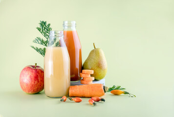 healthy juices from apples,pears, carrots and rosehip berries