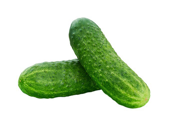 Two fresh cucumbers isolated on white background.