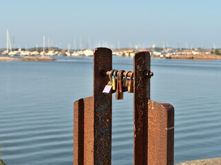 Love locks by the sea