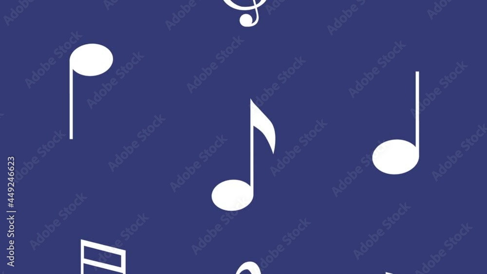 Wall mural music notes pattern in blue background