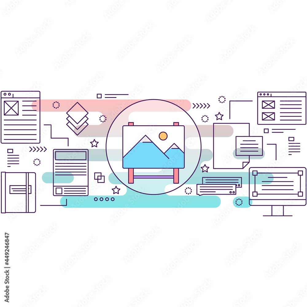Poster graphic web design vector flat outline icon
