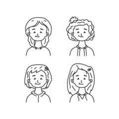 Hand drawn annoying female cartoon character avatar design