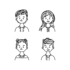 Cartoon hand drawn character avatar set