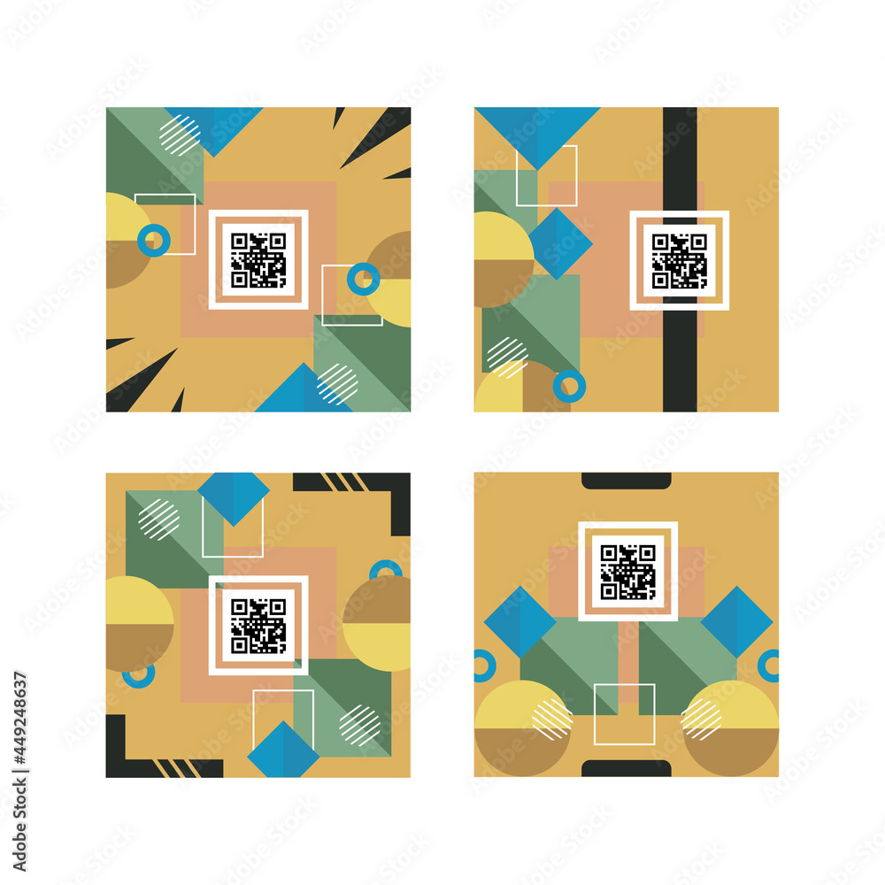Poster trendy qr code label design collection