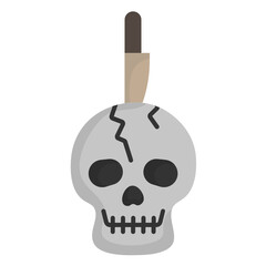 skull with knife
