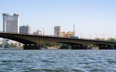 slum houses of Cairo on the banks of the Nile in Egypt