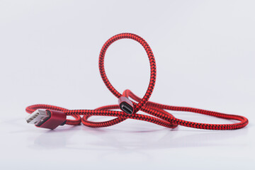 Usb cable on white isolated background. 