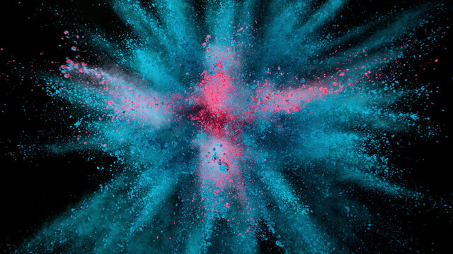 Freeze motion of coloured powder explosion. © Jag_cz
