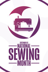 September is National Sewing Month. Holiday concept. Template for background, banner, card, poster with text inscription. Vector EPS10 illustration.