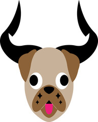 Bulldog vector with horns logo