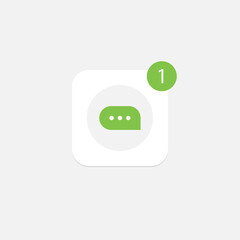 Messenger application icon. Logo for Chat app. Logotype with chatting and one new notice on green. Flat design. Eps 10