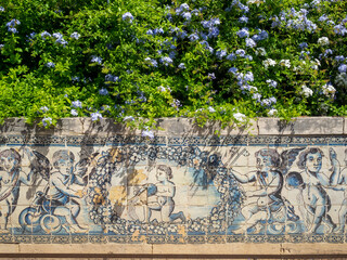 Fronteira Palace garden tiles with an allegory to the zodiac sign Aquarius