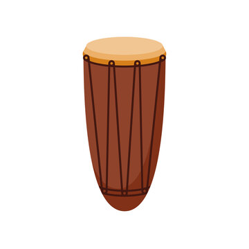 African hand drum or conga drum in vector icon