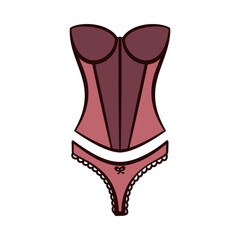 Lingerie corset or bustier with lacy thong as sexy underwear set in vector