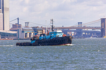Cargo boat on Upper Bay, New York, USA